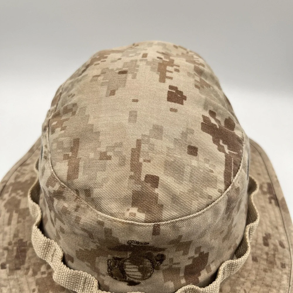 USMC Marine Corps MARPAT Desert Boonie Hat Small SEKRI Camo Wide Brim Chin Strap - Picture 7 of 9